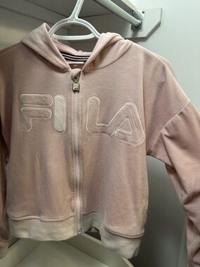 Fila Kids Light Pink Hooded Zip Puffer Jacket